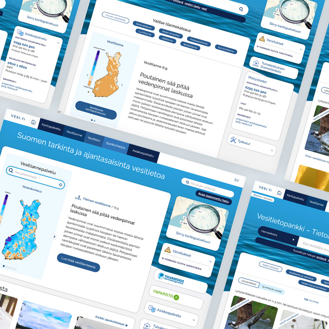 Mallikuvia Vesi.fi:n käyttöliittymästä