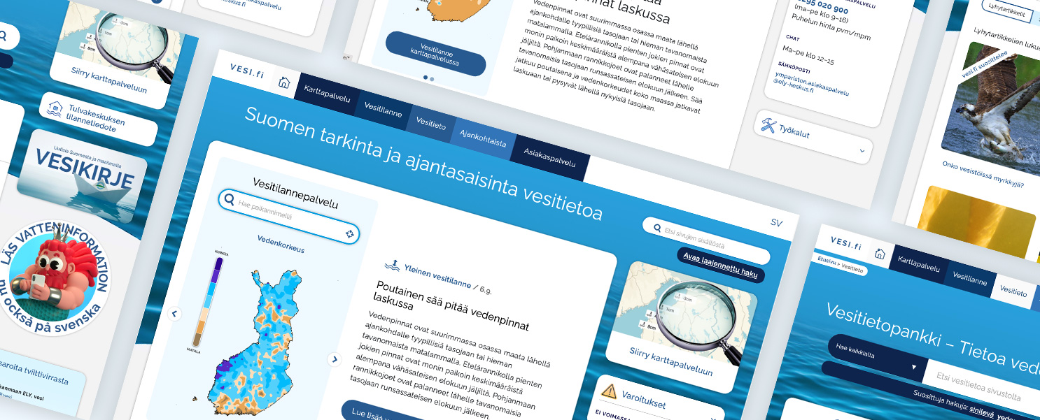 Mallikuvia Vesi.fi:n käyttöliittymästä